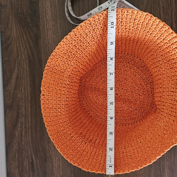 Orange Straw Hat with Shell Accents Small EUC - Picture 7 of 9